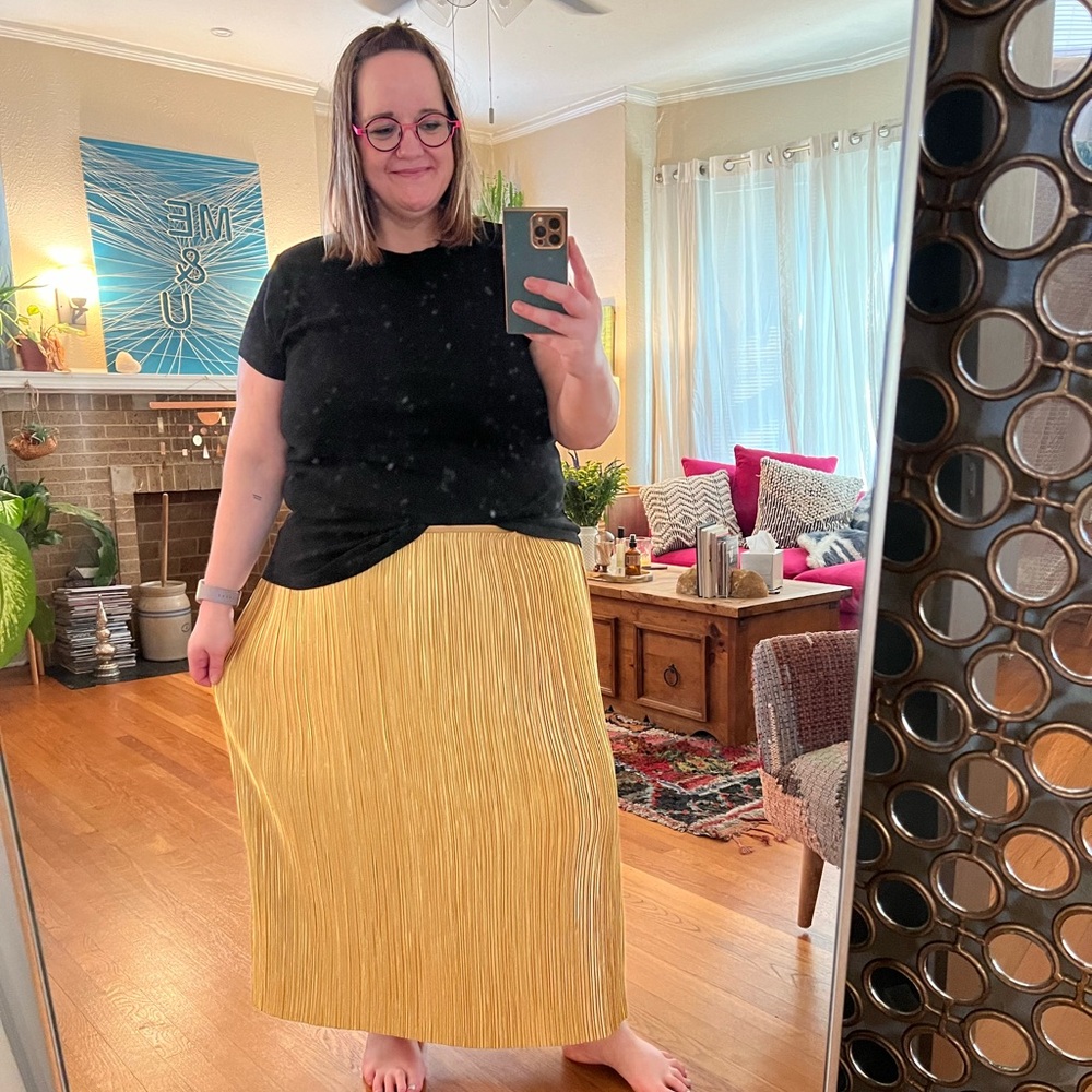 Anthropologie 24W Maeve Domi Gold Midi Skirt